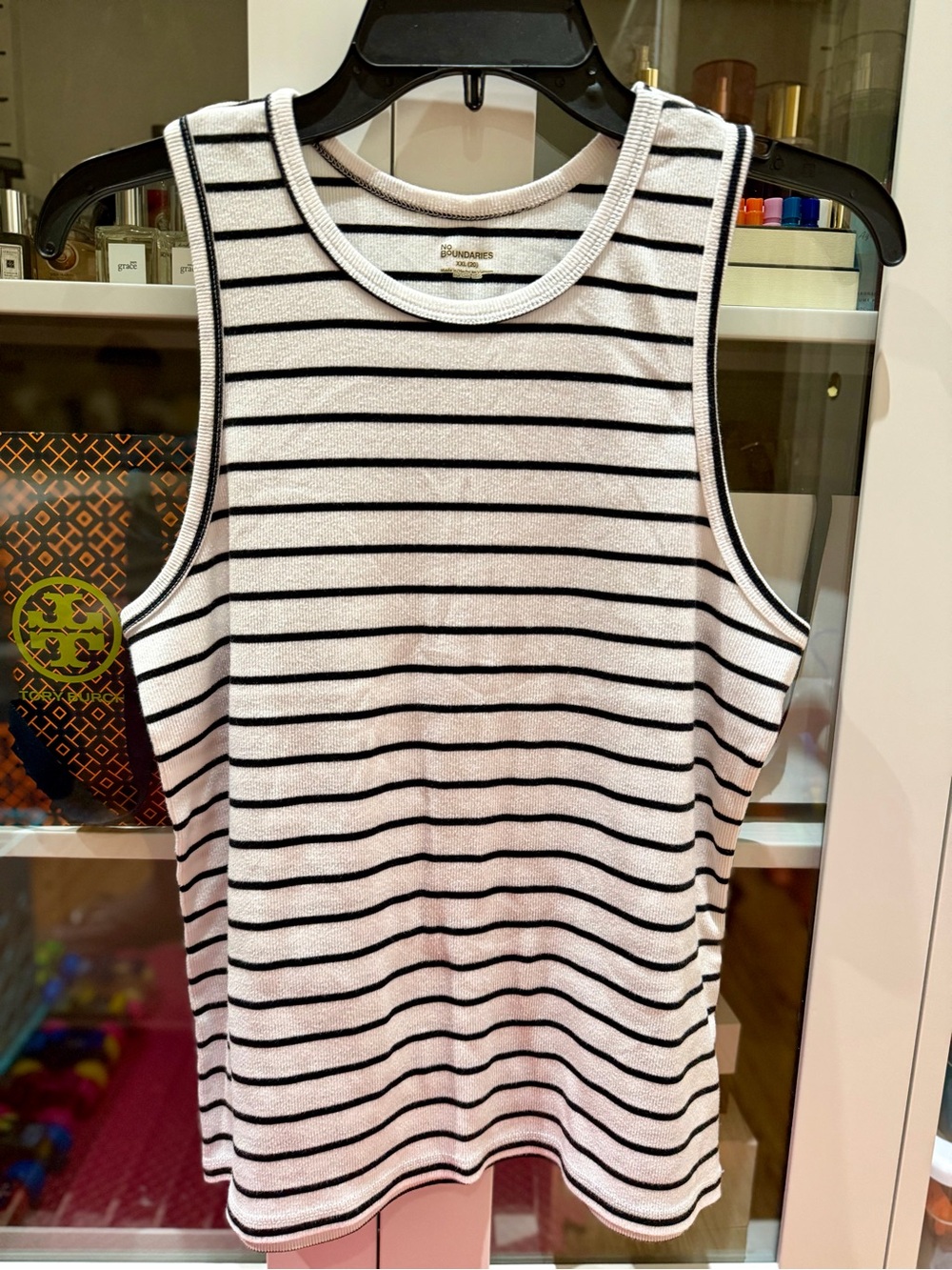 Preloved Striped Sleeveless Tank Top - Black & White